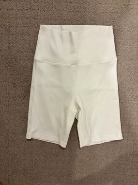 OFFLINE by Aerie High-Waist White Ribbed Bike Shorts